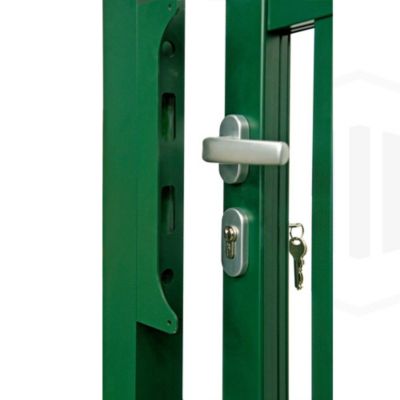 Portillon aluminium barreaudé "Pro" Haut 120 x Larg 100 cm - Vert 6005 - Vendu avec 2 poteaux