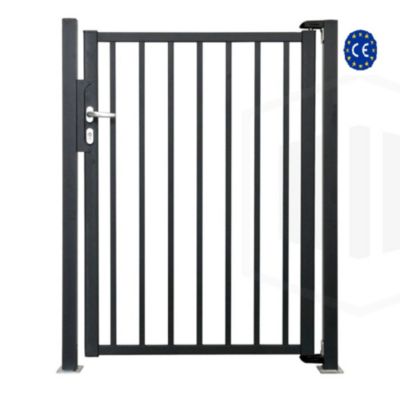Portillon aluminium barreaudé "Pro" Haut 140 x Larg 100 cm - Gris 7016 - Vendu avec 2 poteaux