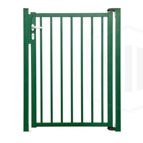 Portillon aluminium barreaudé "Pro" Haut 140 x Larg 100 cm - Vert 6005 - Vendu avec 2 poteaux