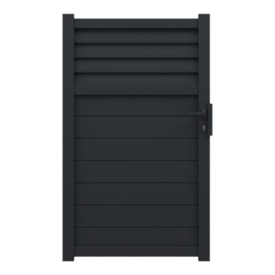 Portillon aluminium gris persienné partiel l.100 x H.168cm Klikstrom Neva