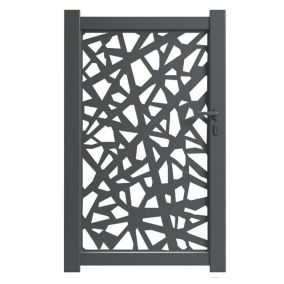 Portillon aluminium IMOLA 160x100 cm - Remplissage tôle alu découpe laser PRISME Gris 7016 - Vendu sans poteaux