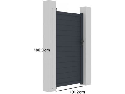 Portillon aluminium "Marc"  101.2 x 180.9 cm  Gris