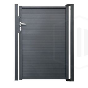 Portillon aluminium plein Haut 120 x Larg 100 cm - Gris 7016 - Vendu avec 2 poteaux