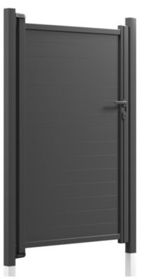 Portillon aluminium plein Haut 180 x Larg 100 cm - Gris 7016 - Vendu avec 2 poteaux