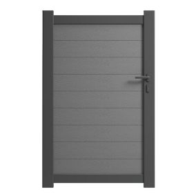 Portillon aluminium remplissage composite 3D gris quartz -  Haut 160cm x Larg 100 cm - Vendu sans poteaux