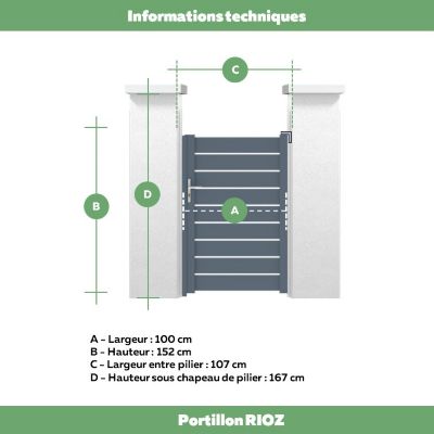Portillon aluminium Rioz 100X155cm Jardimat