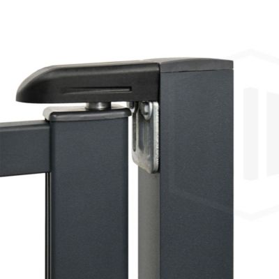 Portillon aluminium semi barreaudé Haut 140 x Larg 100 cm - Gris 7016 - Vendu avec 2 poteaux