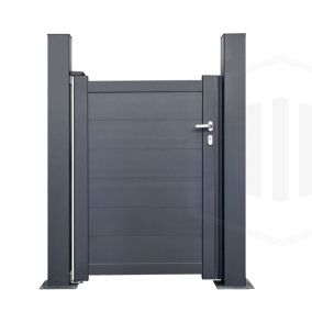 Portillon aluminium SHELBY Gris 7016  Haut 140 x Larg 100 cm - Remplissage lames horizontales