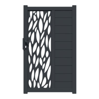 Portillon avec panneau décoratif feuilles aluminium gris l.100 x H.167.8cm Klikstrom Neva