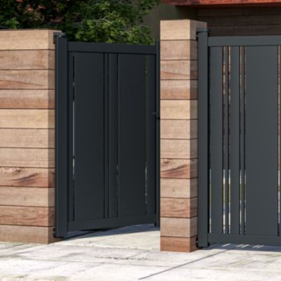 Portillon battant L. 1 m Cotentin en aluminium gris anthracite