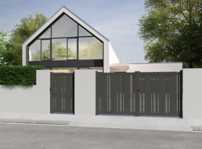 Portillon battant L. 1 m Cotentin en aluminium gris anthracite