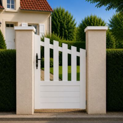 Portillon battant manuel PVC blanc ALENÇON CONVEXE L 100 x H 145 cm - poignée à gauche