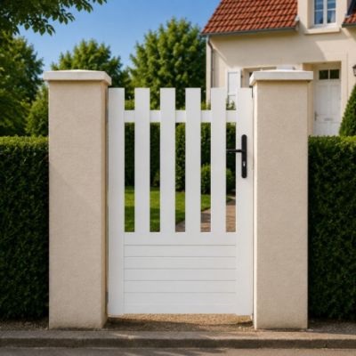 Portillon battant manuel PVC blanc ALENÇON DROIT L 100 x H 145 cm - poignée à droite
