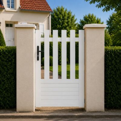 Portillon battant manuel PVC blanc ALENÇON DROIT L 100 x H 145 cm - poignée à gauche