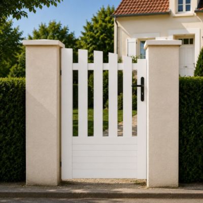 Portillon battant manuel PVC blanc ALENÇON INCURVÉ L 100 x H 145 cm - poignée à droite