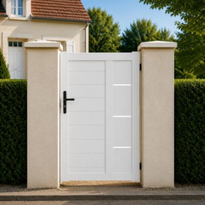 Portillon battant manuel PVC blanc ARLES INSERT L 100 x H 140 cm - poignée à gauche