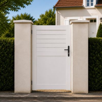 Portillon battant manuel PVC blanc ARRAS L 100 x H 180 cm - poignée à droite