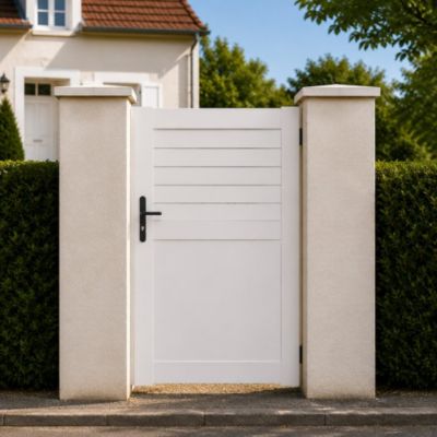 Portillon battant manuel PVC blanc ARRAS L 100 x H 180 cm - poignée à gauche