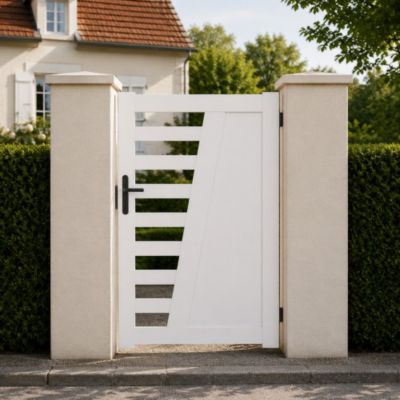Portillon battant manuel PVC blanc CAMBRAI L 100 x H 160 cm - poignée à gauche