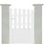 Portillon battant PVC blanc, bas plein, cadre aluminium en applique, dim : Largeur 1M x Hauteur 1.25M/1,40M, forme chapeau de gendarme