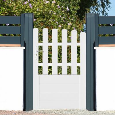 Portillon battant Rosière en PVC blanc cadre aluminium L 1M x H 1.25M/1,40M
