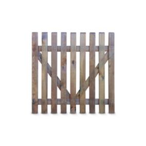 Portillon clôture bois Blooma Fuldda marron 100 x h.100 cm