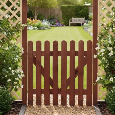 Portillon clôture bois Blooma Luiro marron 100 x h.100 cm