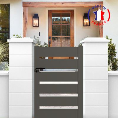 Portillon en kit alu SAH dim. L.1000 (entre piliers) x H.1500 mm  Gris Quartz (7039)