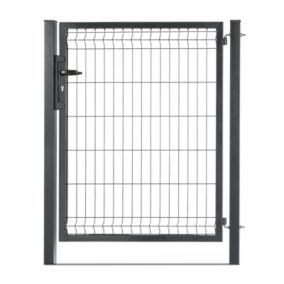 Portillon grillagé en acier galvanisé maille 200 x 50 occultable passage 1m x H 1m30 Gris anthracite