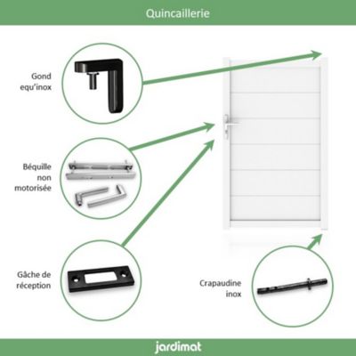 Portillon Jardimat aluminium Chalon blanc 9016 - 100 x h.167 cm