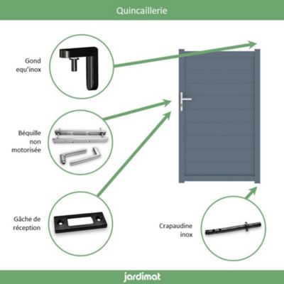 Portillon Jardimat aluminium Fréjus gris anthracite 100 x h.170 cm