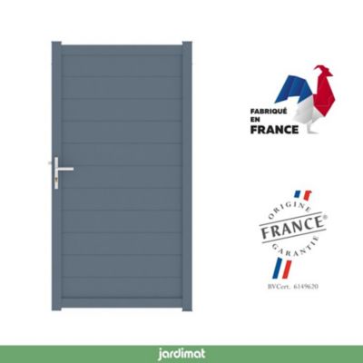 Portillon Jardimat battant aluminium Alpes gris anthracite - 100 x h.190 cm