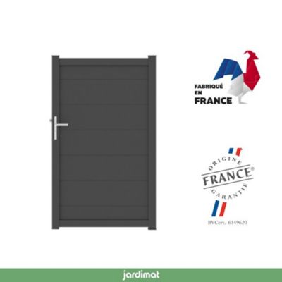 Portillon Jardimat battant aluminium Frejus noir - 100 x h.170 cm