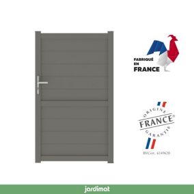 Portillon Jardimat battant aluminium Perth gris quartz - 100 x h.166 cm