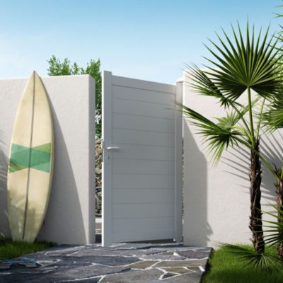 Portillon manuel aluminium blanc 9016 texturé L.104 x l.175 cm Belty Yel