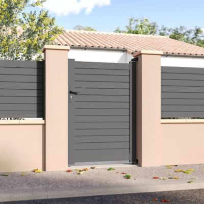 Portillon manuel aluminium gris 2900 sablé L.104 x l.148 cm Belty Azyr