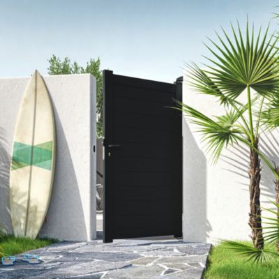 Portillon manuel aluminium noir 2100 sablé L.104 x l.175 cm Belty Yel