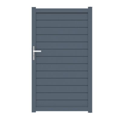Portillon persienne ajourée en aluminium extrudé gris 100 x 171 cm Jardimat Alpes