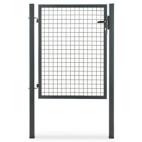 Portillon pour clôture grillagée à poteaux carrés Blooma gris 100 x h.120 cm