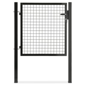Portillon pour clôture grillagée à poteaux carrés Blooma noir 100 x h.100 cm
