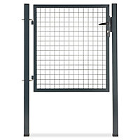 Portillon pour clôture grillagée à poteaux carrés Blooma gris 100 x h.100 cm