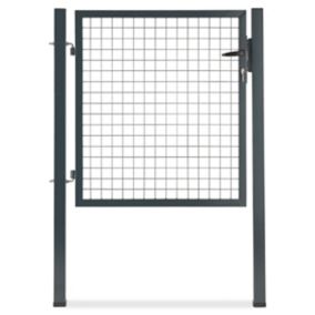 Portillon pour clôture grillagée à poteaux carrés Blooma gris 100 x h.100 cm