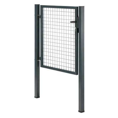 Portillon pour clôture grillagée à poteaux carrés Blooma gris 100 x h.100 cm