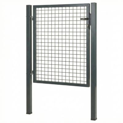 Portillon pour clôture grillagée à poteaux carrés Blooma gris 100 x h.120 cm