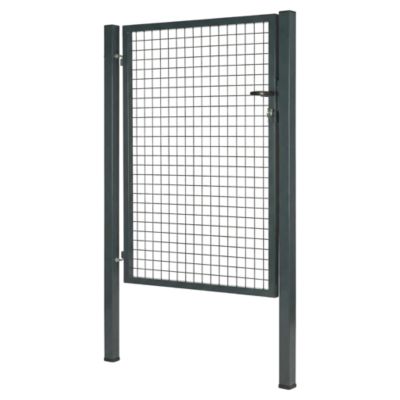 Portillon pour clôture grillagée à poteaux carrés Blooma gris 100 x h.150 cm