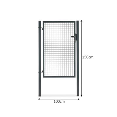 Portillon pour clôture grillagée à poteaux carrés Blooma gris 100 x h.150 cm