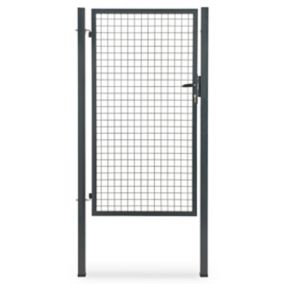 Portillon pour clôture grillagée à poteaux carrés Blooma gris 100 x h.170 cm