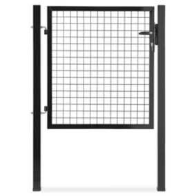 Portillon pour clôture grillagée à poteaux carrés Blooma noir 100 x h.100 cm