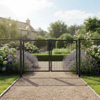Portillon pour clôture grillagée à poteaux carrés coloris anthracite L.200xH.100CM