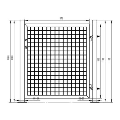 Portillon pour clôture grillagée à poteaux carrés sur platine anthracite L.100XH.100 cm